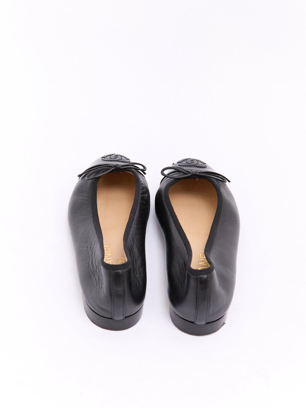 Chanel Black Lambskin CC Cap Toe Ballet Flat 34