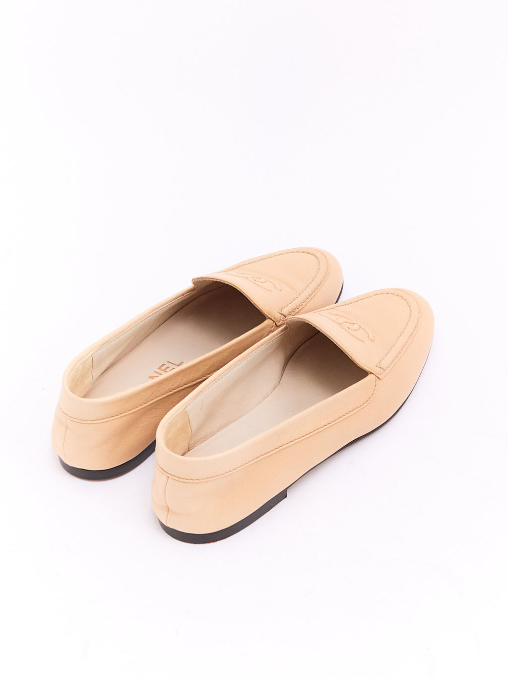 Chanel Tan CC Lambskin Loafers 36