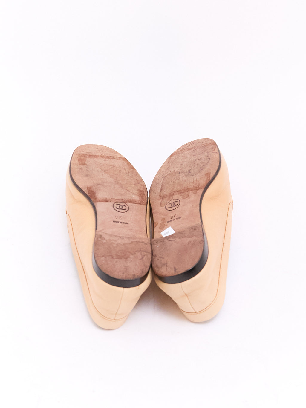 Chanel Tan CC Lambskin Loafers 36