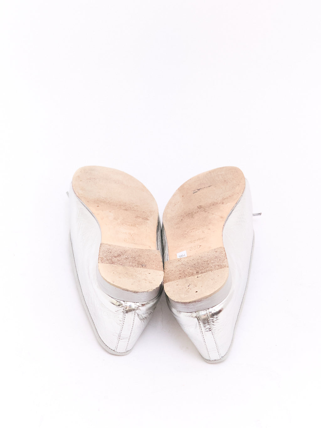 Chanel Silver Patent CC Cap Toe Ballet Flat 38