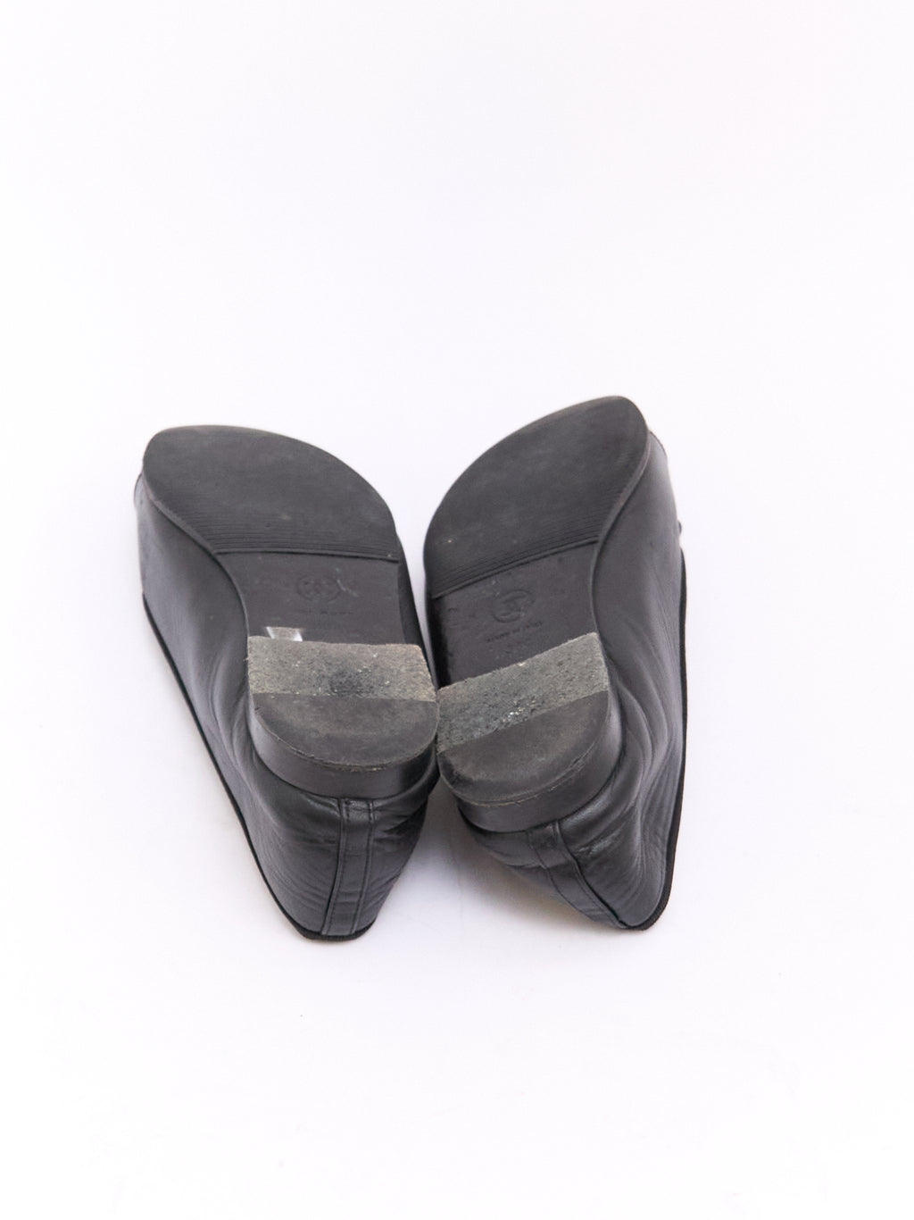 Chanel Black Patent CC Cap Toe Ballet Flat 38