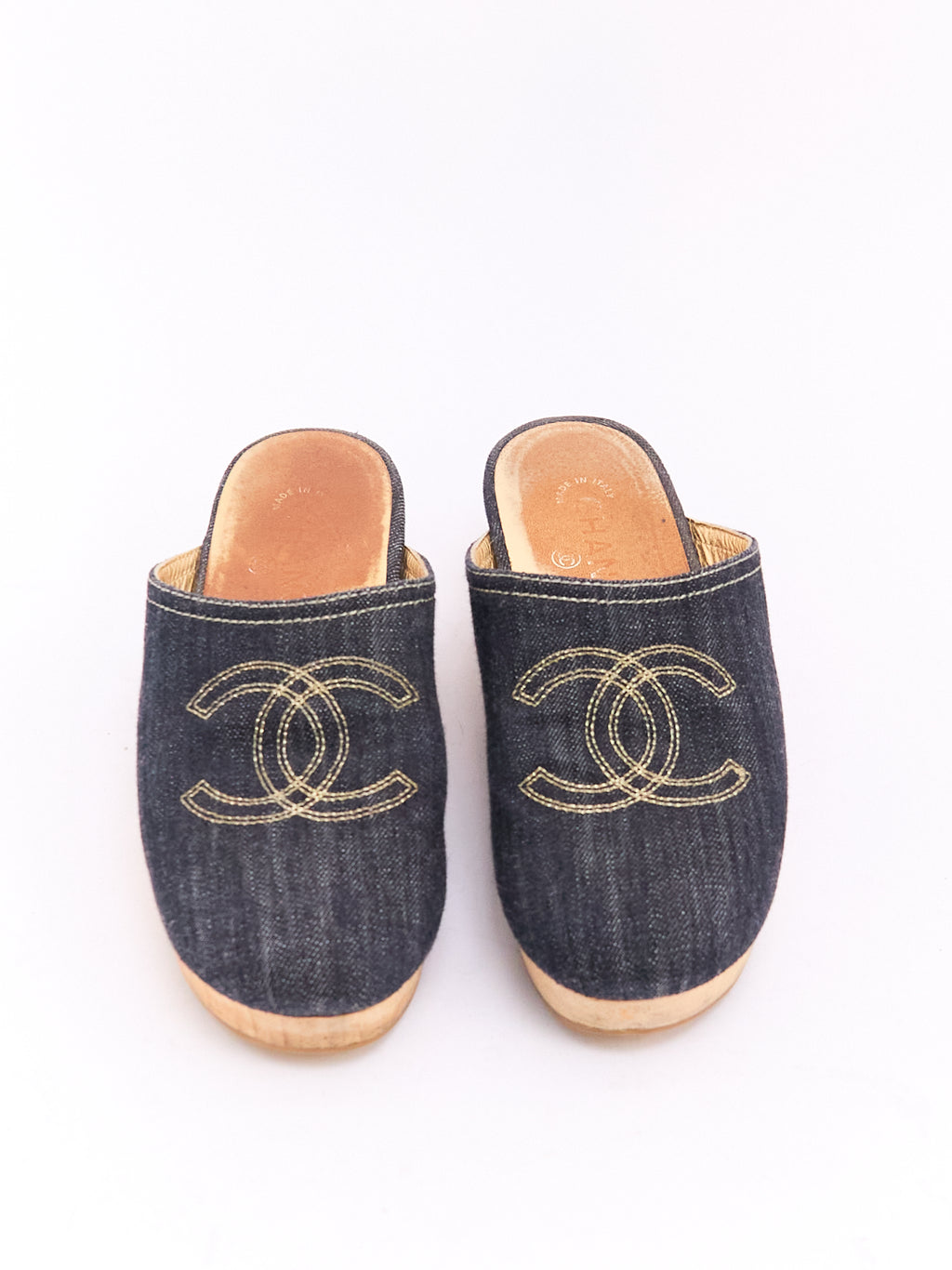 Chanel Denim CC Clogs 38