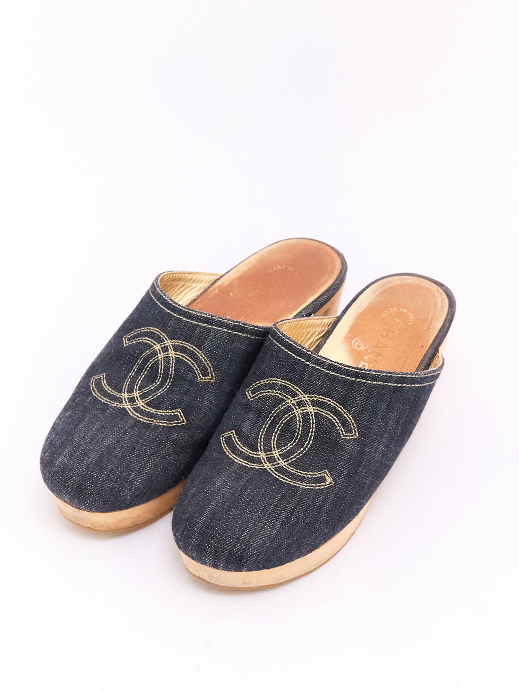 Chanel Denim CC Clogs 38