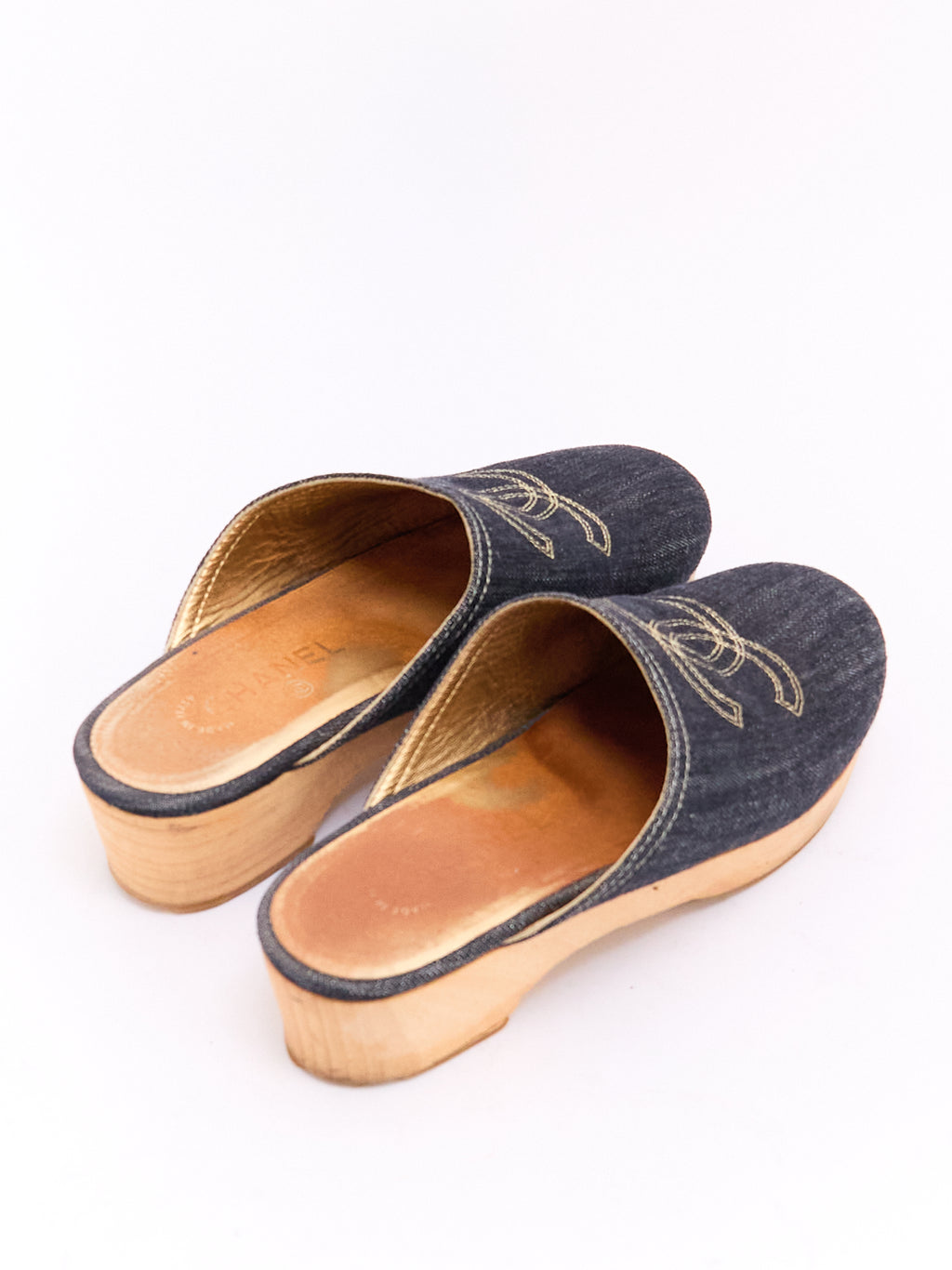 Chanel Denim CC Clogs 38