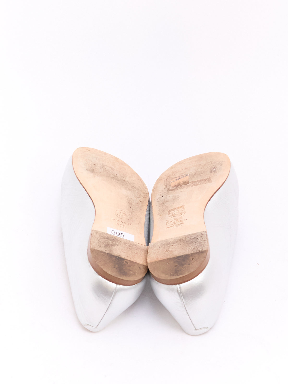 Chanel Silver CC Loafers 39