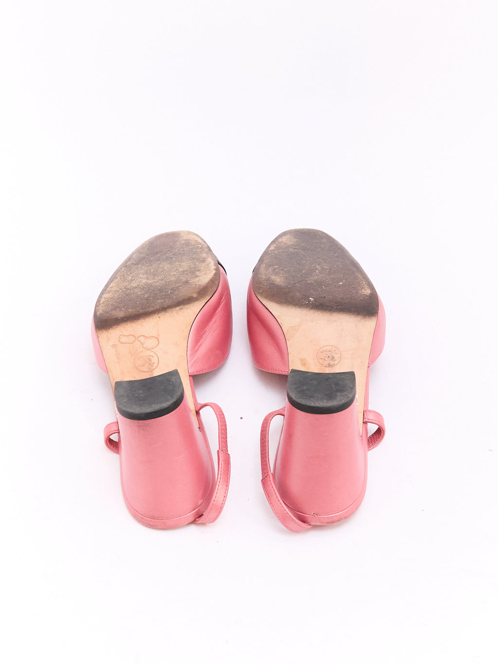 Chanel Pink Black Cap Toe Slingbacks 39