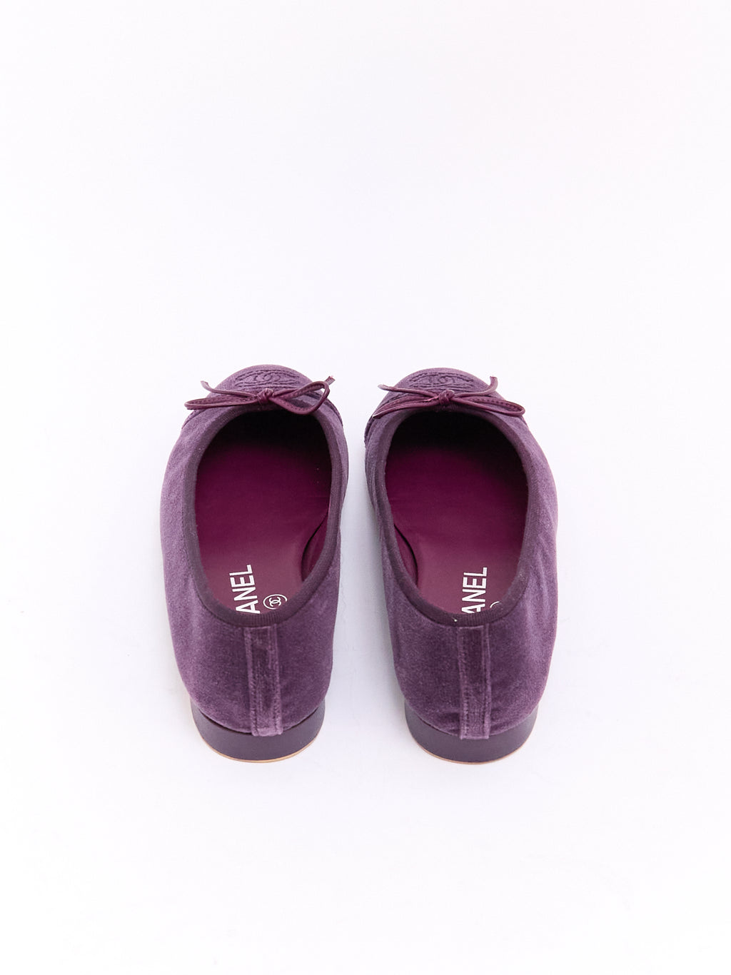 Chanle Purple Velvet CC Cap Toe Ballet Flat 35.5