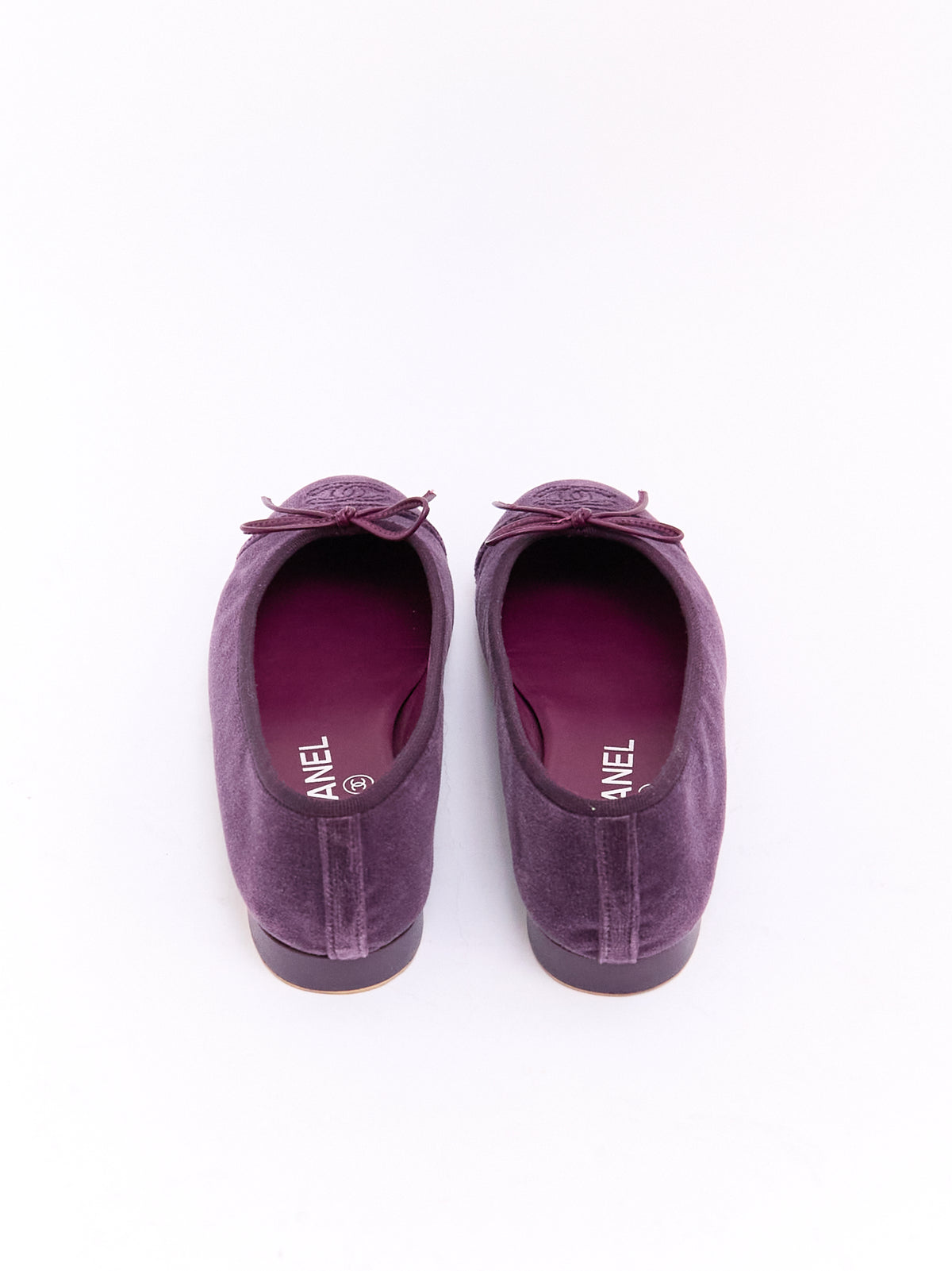 Chanle Purple Velvet CC Cap Toe Ballet Flat 35.5