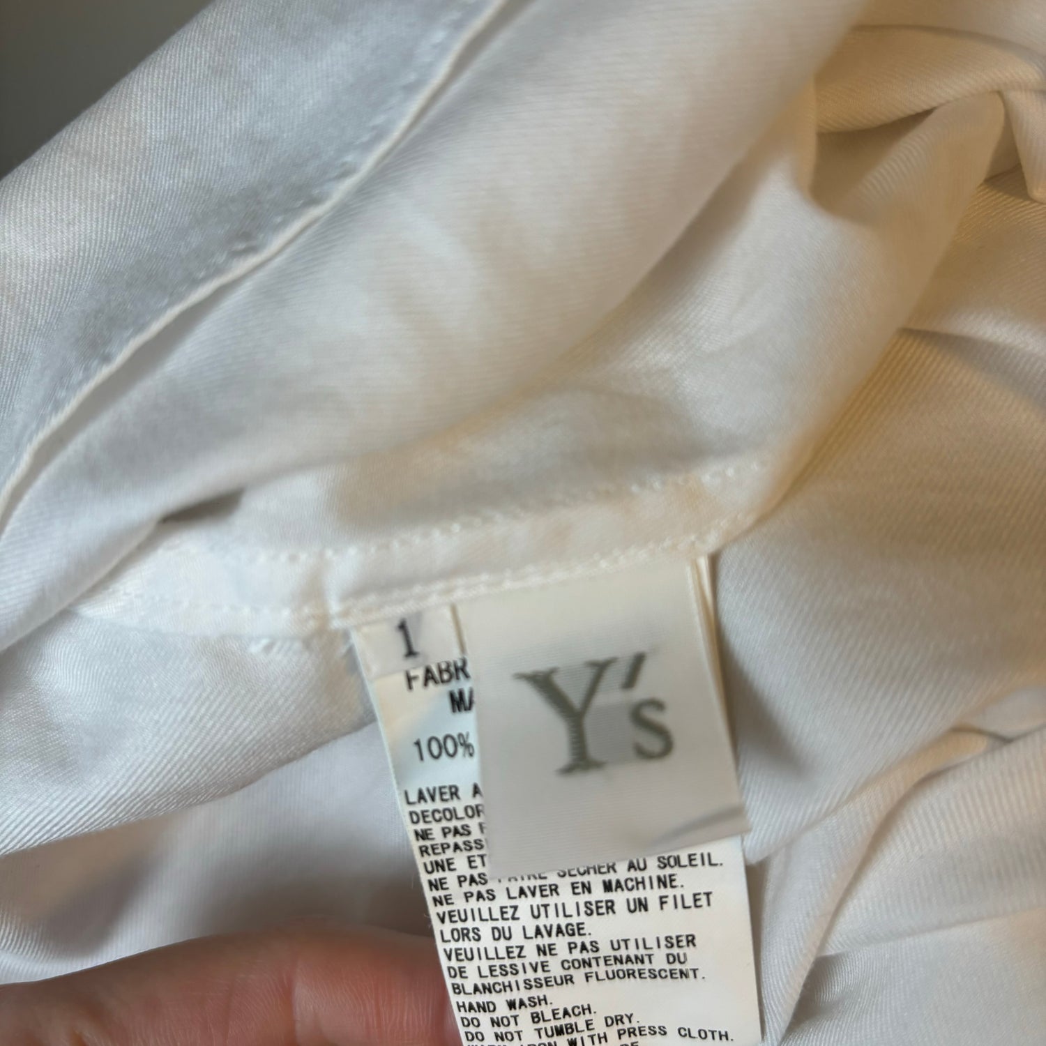 Y’s Yohji Yamamoto White Front Tie Top