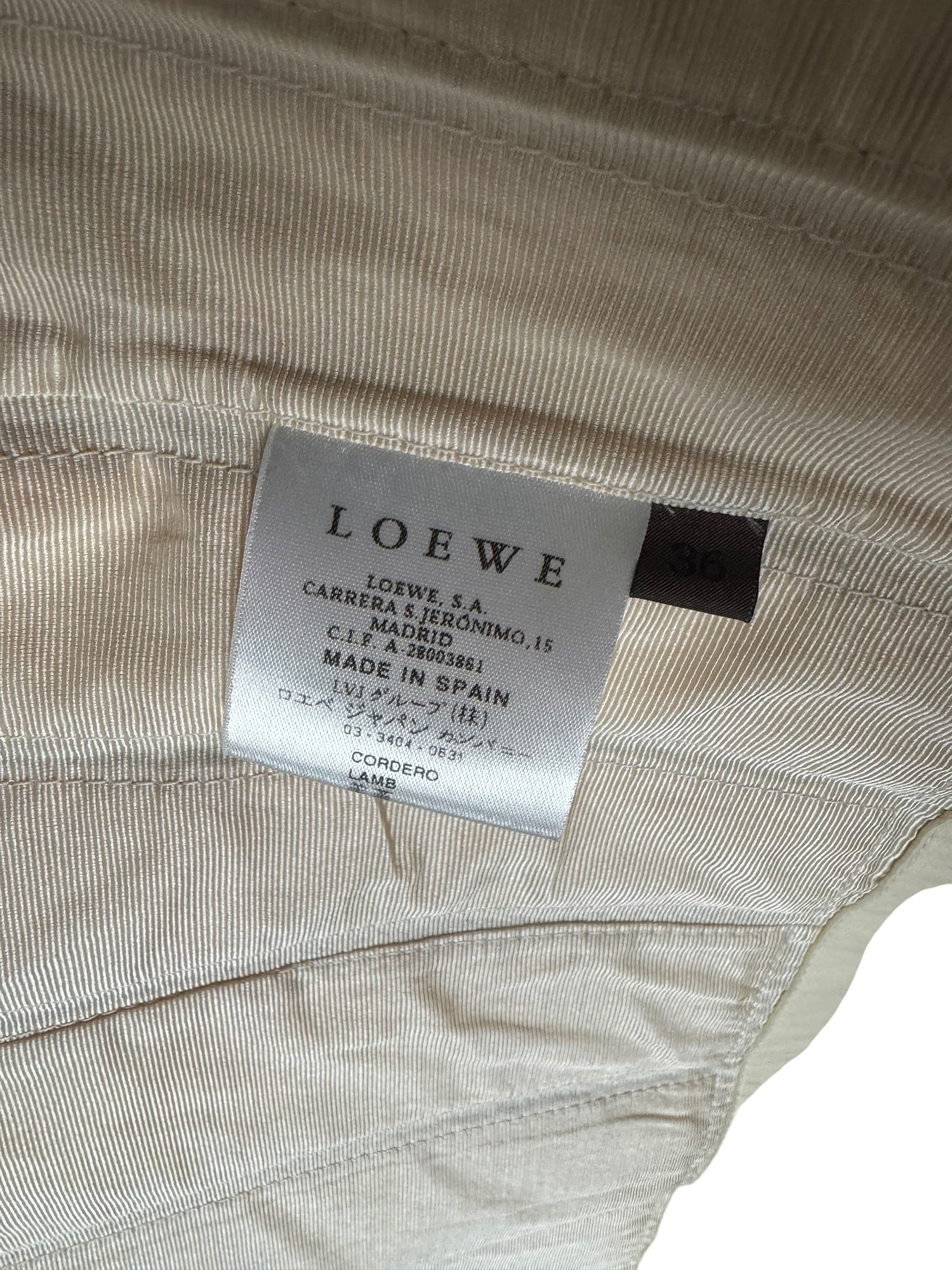 90s Loewe White Paneled Leather Jacket