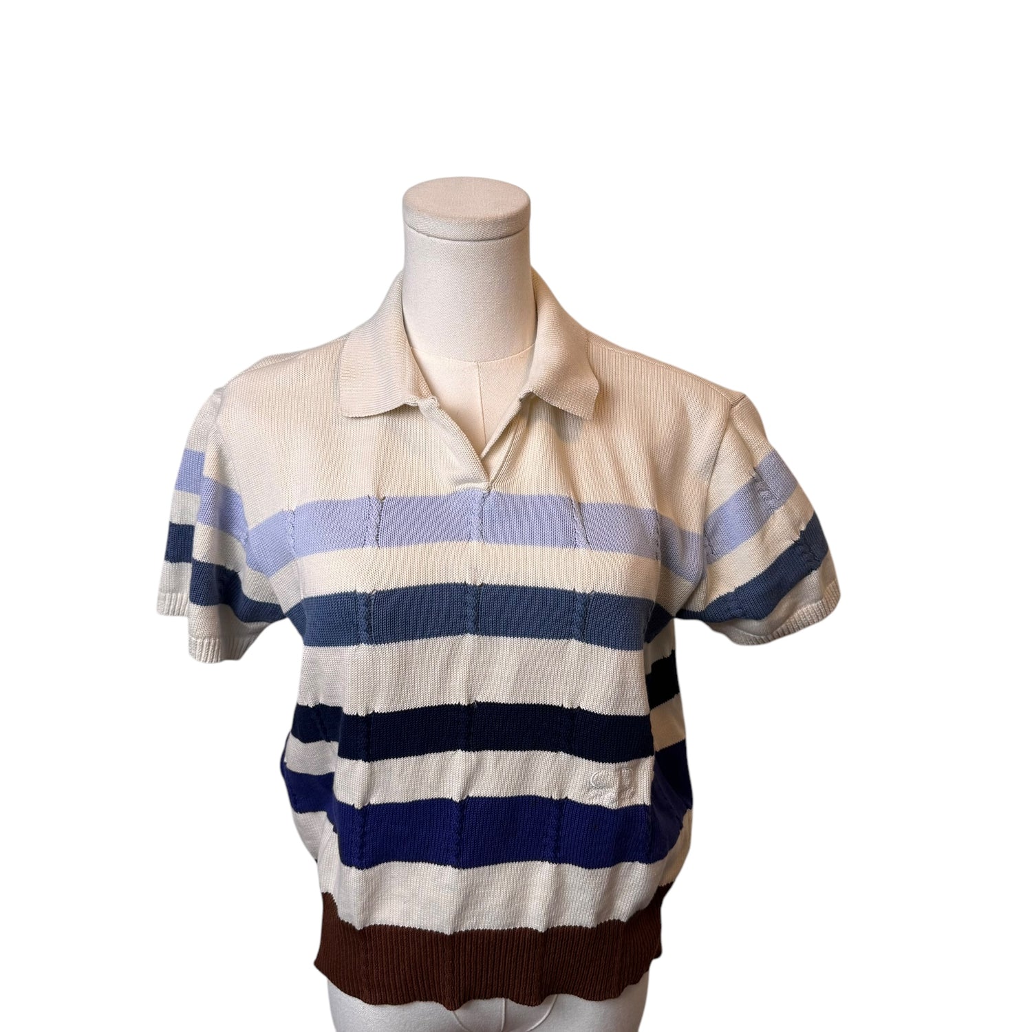 Dior Blue Stripe Short Sleeve Polo