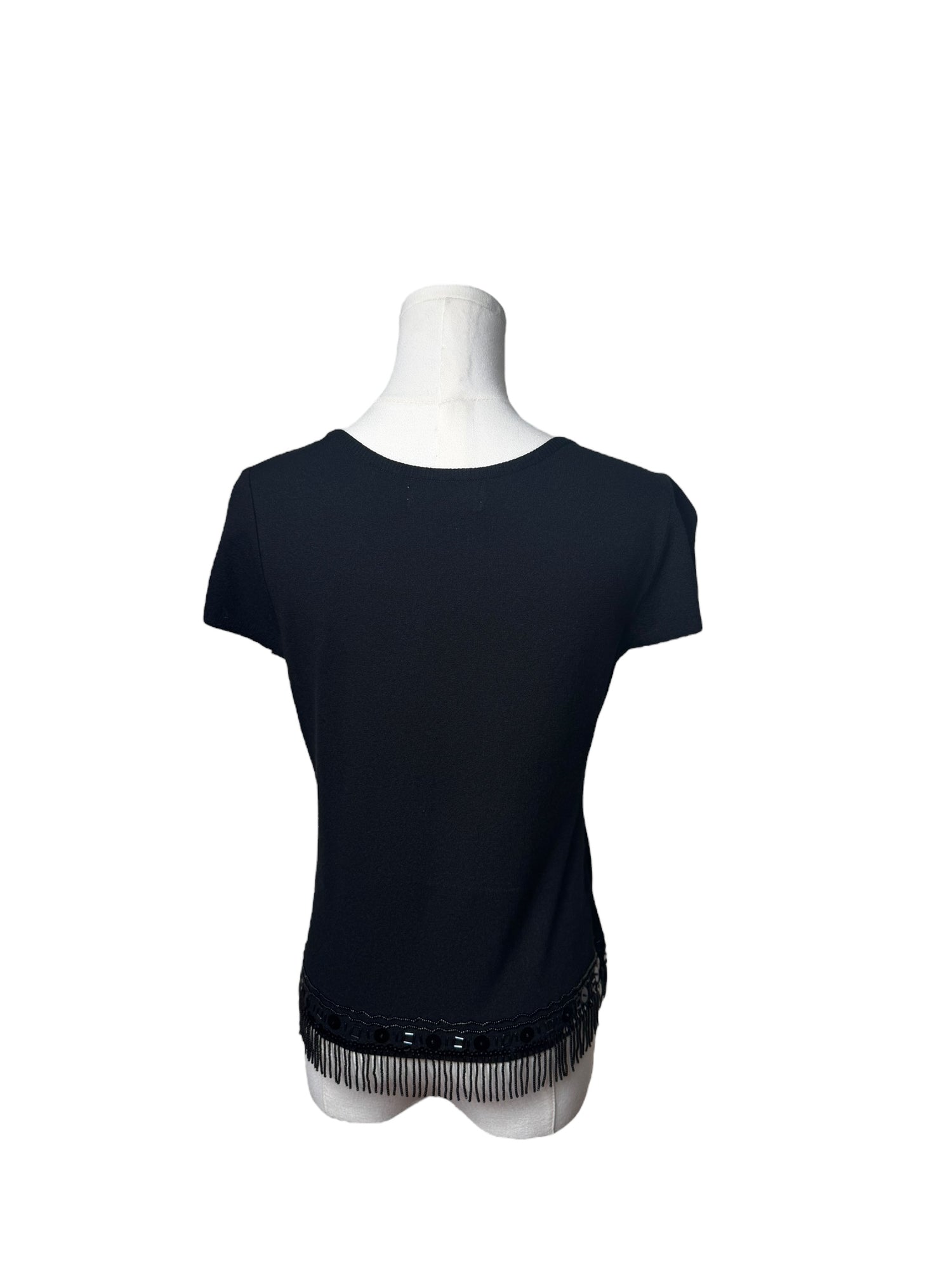 Yves Saint Laurent Black Beaded Fringe Top