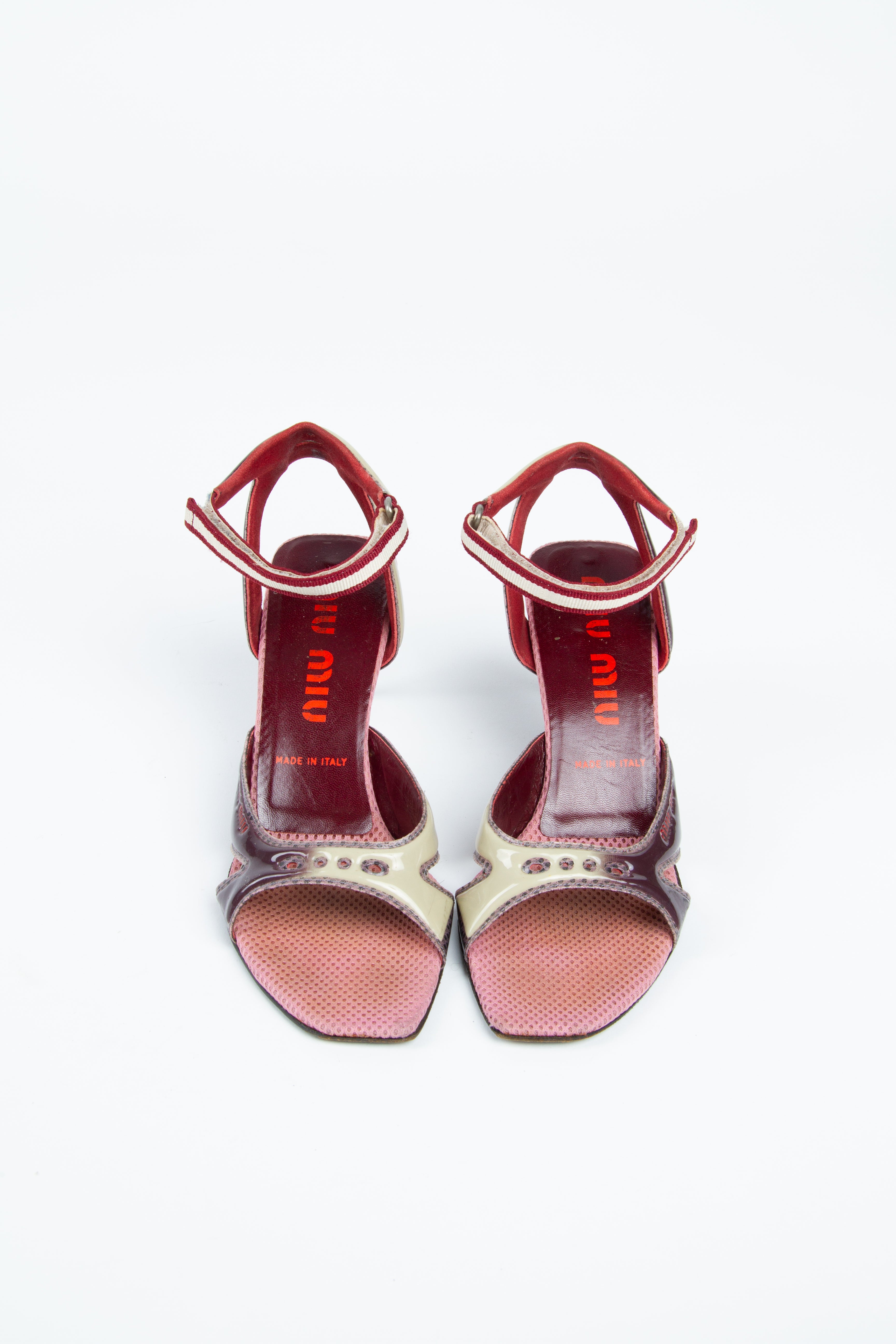 Vintage Miu Miu 2000s Size 39 Strappy Mesh Sandals | Y2K Designer Heels Shoes