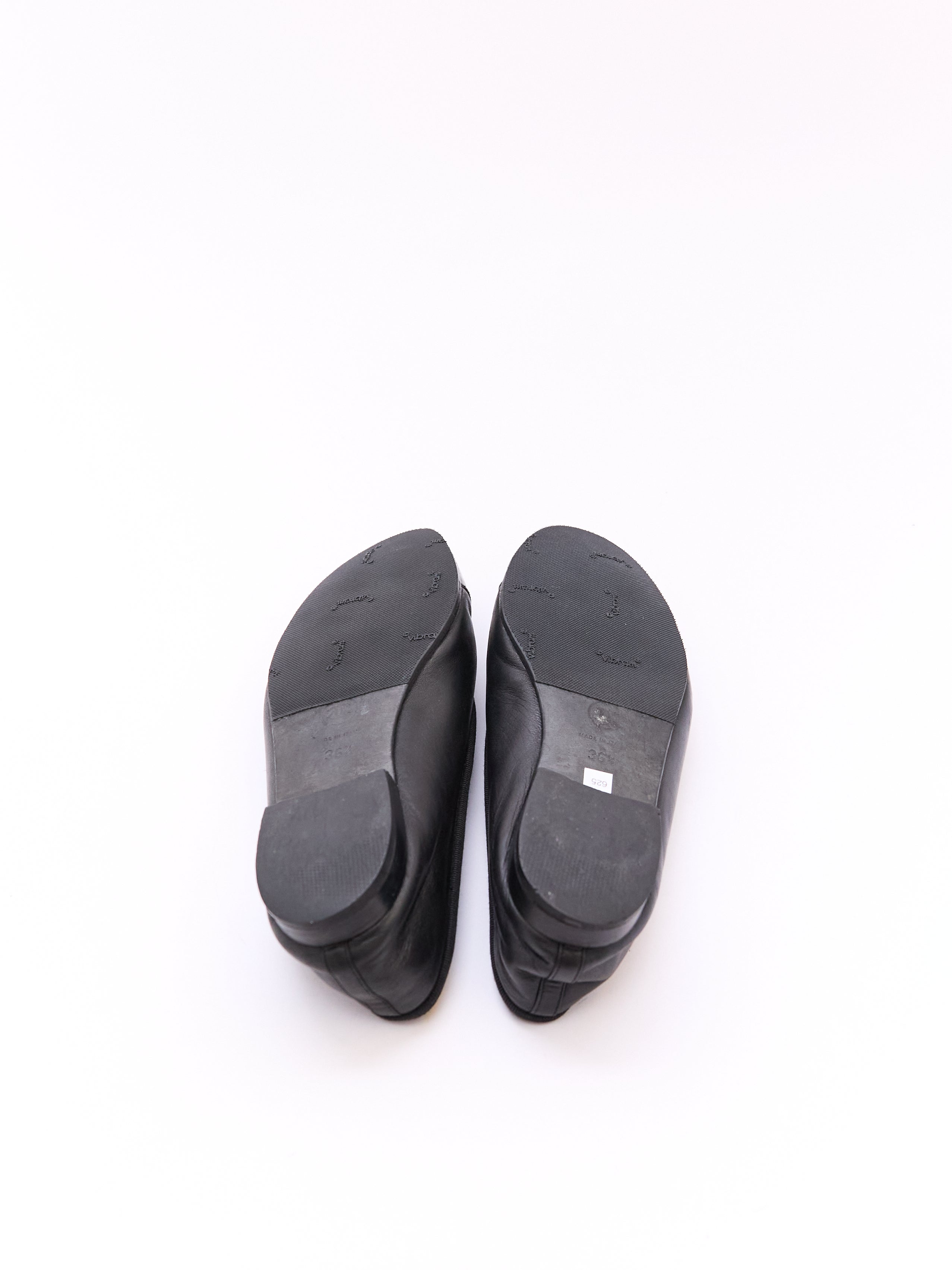Chanel Black Leather Patent Cap Toe Flat Size 36.5
