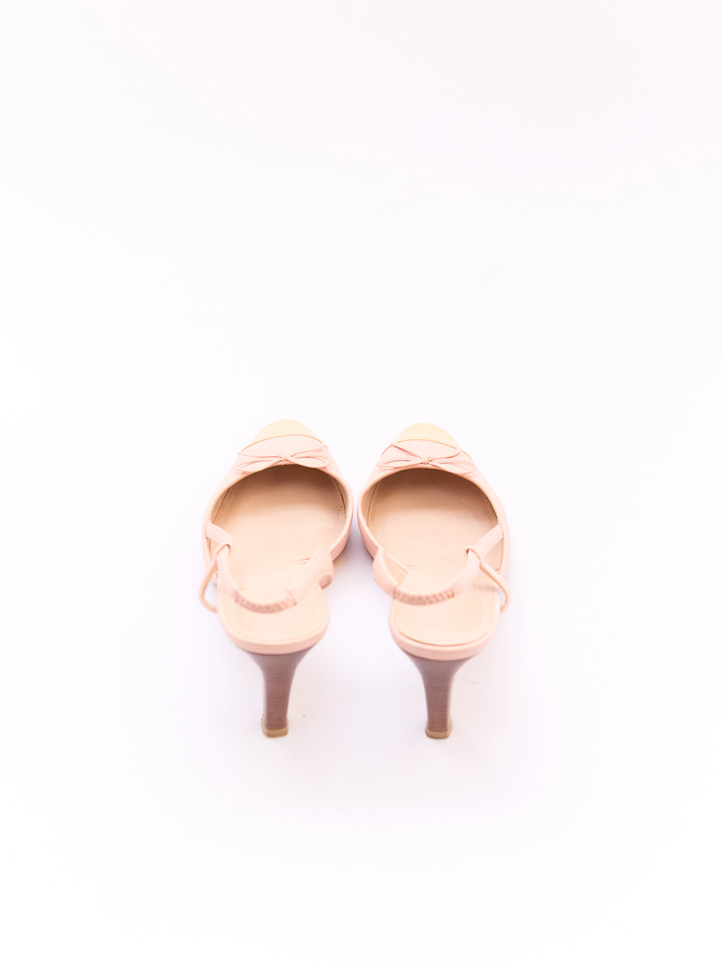 Chanel Blush and Beige Leather and Patent Cap Toe Pump Size 37
