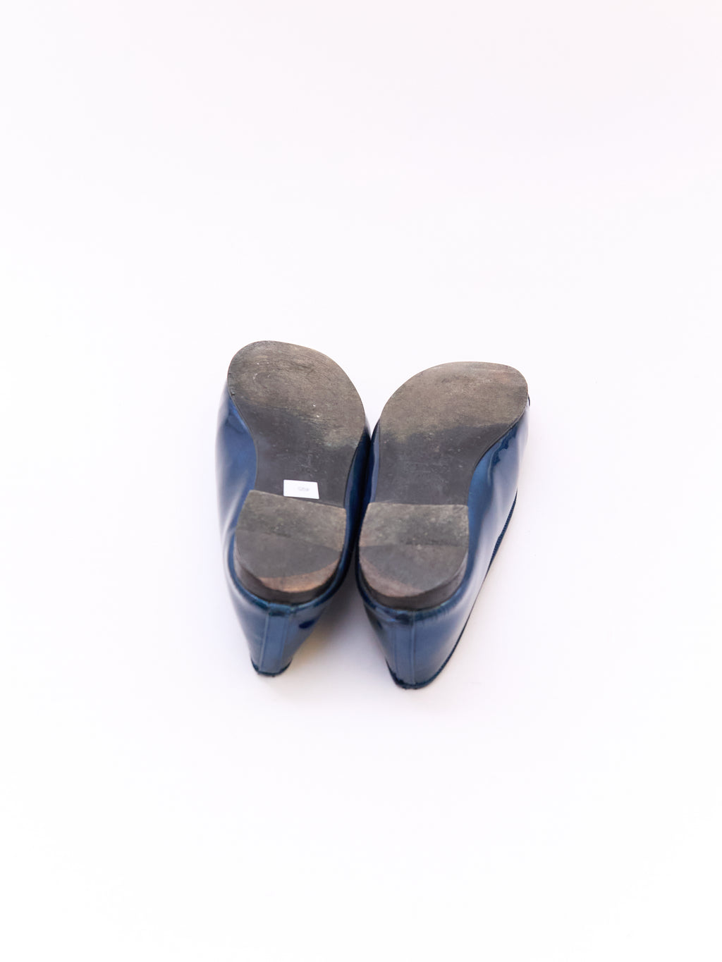 Chanel Patent Metallic Blue Flats Size 37