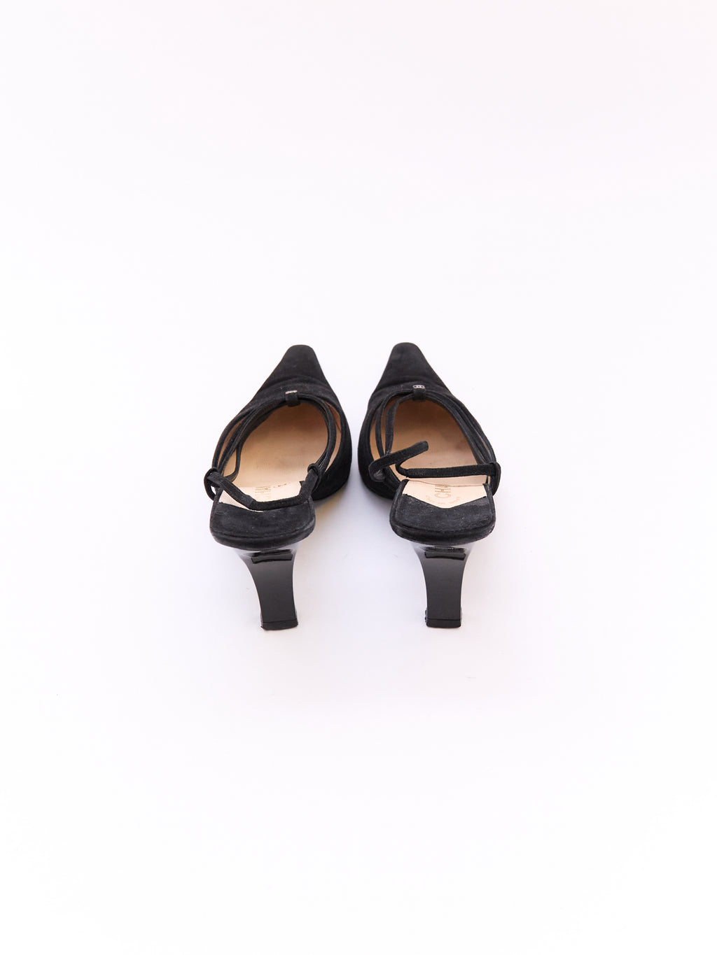 Chanel Black Suede CC Mule Heel Size 37