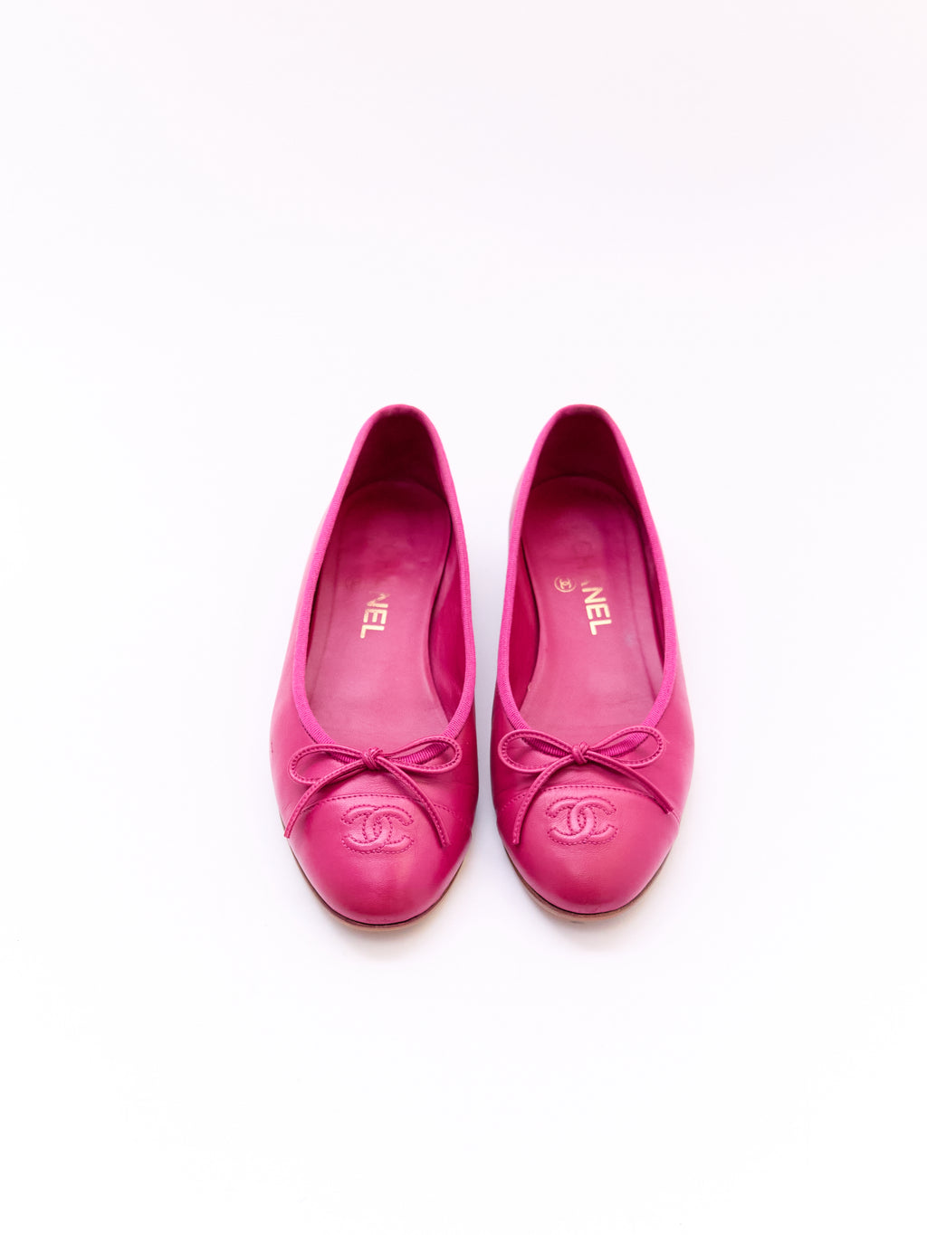Chanel Pink Leather Flats Size 37.5
