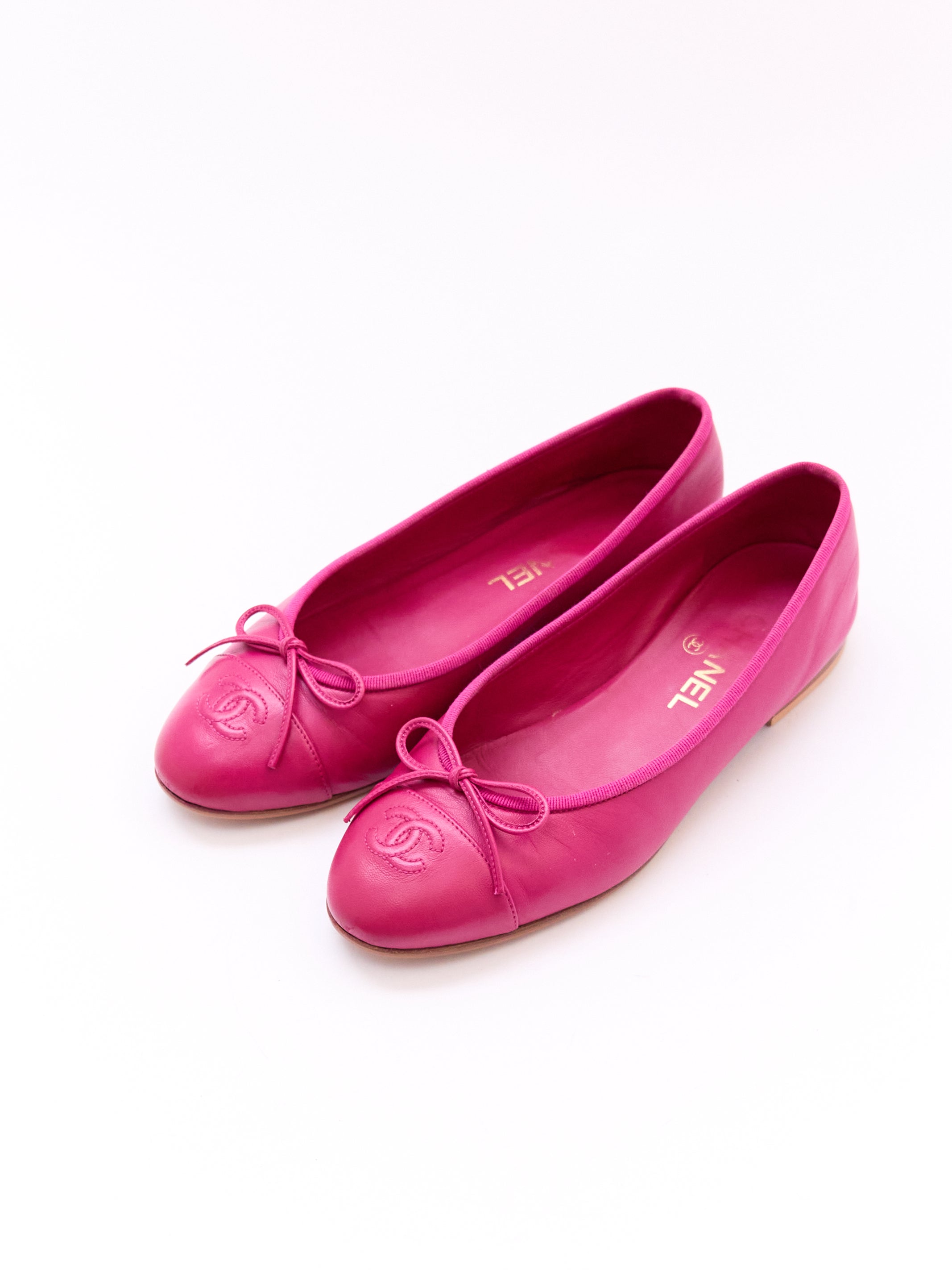 Chanel Pink Leather Flats Size 37.5