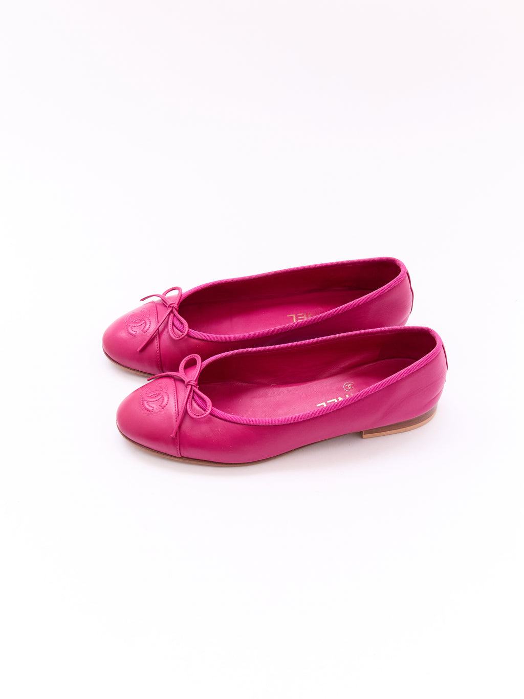 Chanel Pink Leather Flats Size 37.5