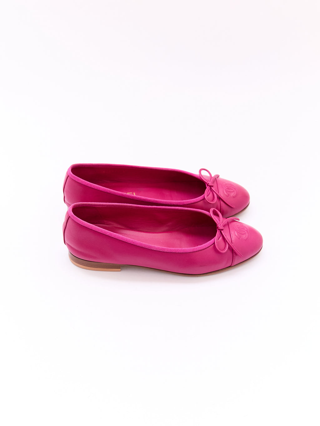 Chanel Pink Leather Flats Size 37.5