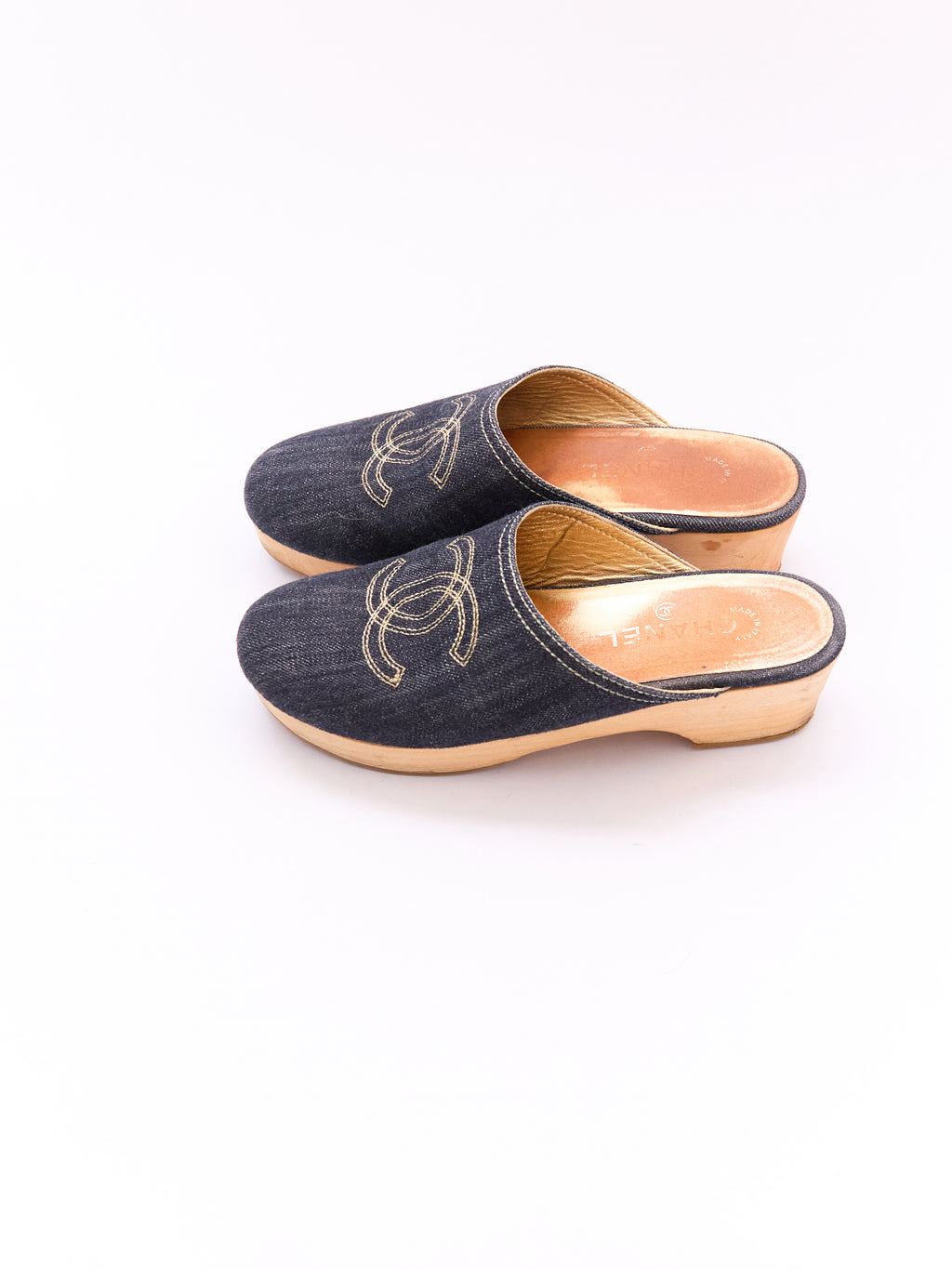 Chanel Blue Denim CC Clog Size 38