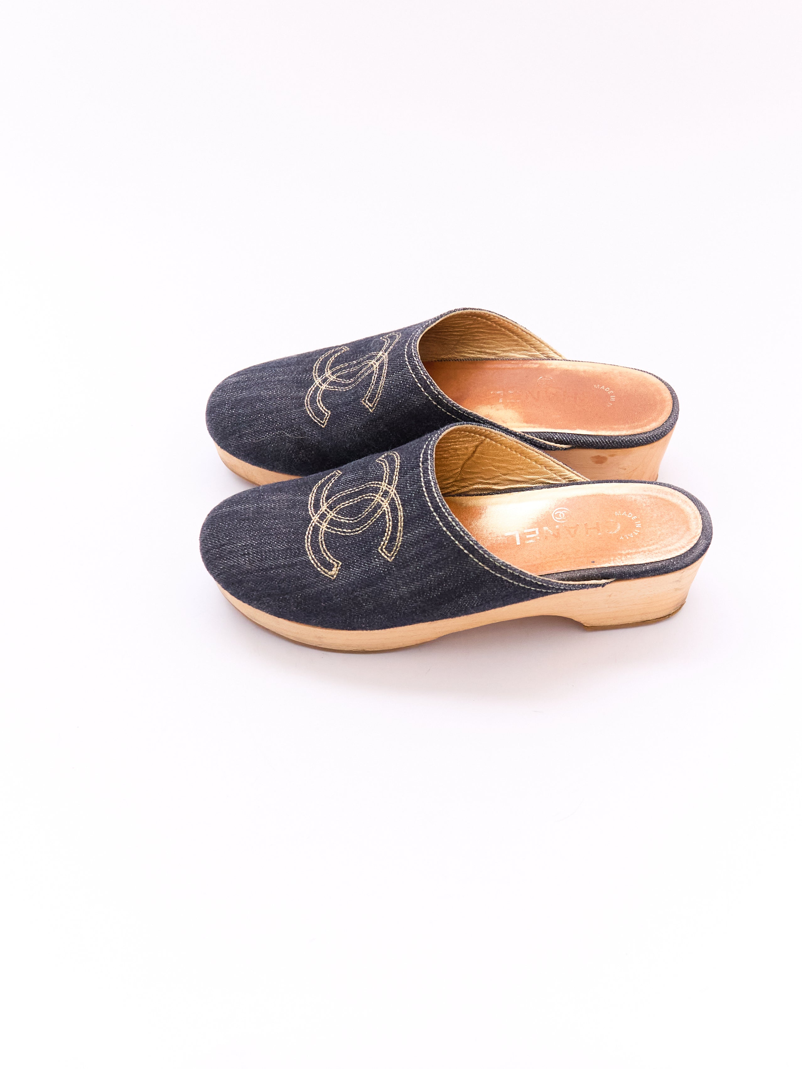 Chanel Blue Denim CC Clog Size 38
