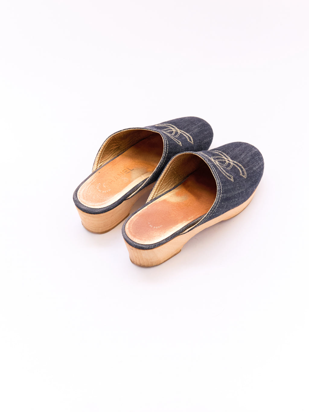 Chanel Blue Denim CC Clog Size 38
