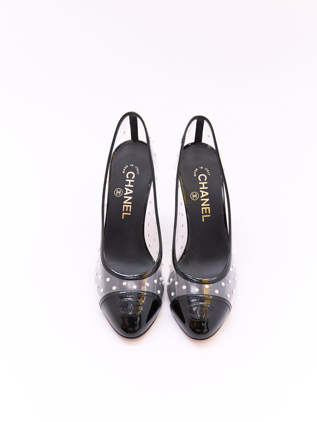 Chanel PVC Pearl Studded Pump Size 38