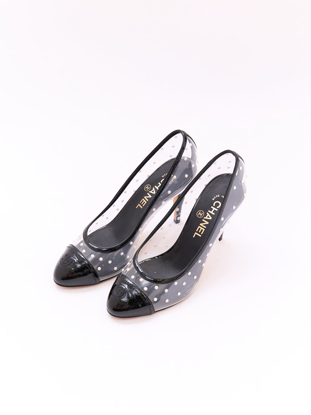 Chanel PVC Pearl Studded Pump Size 38