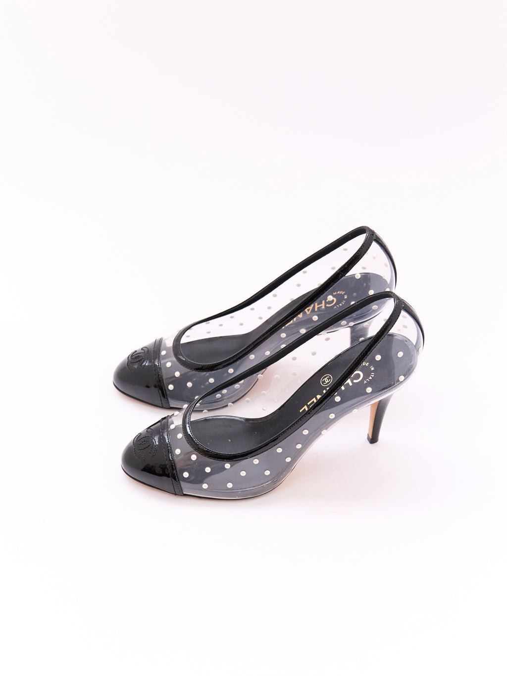 Chanel PVC Pearl Studded Pump Size 38