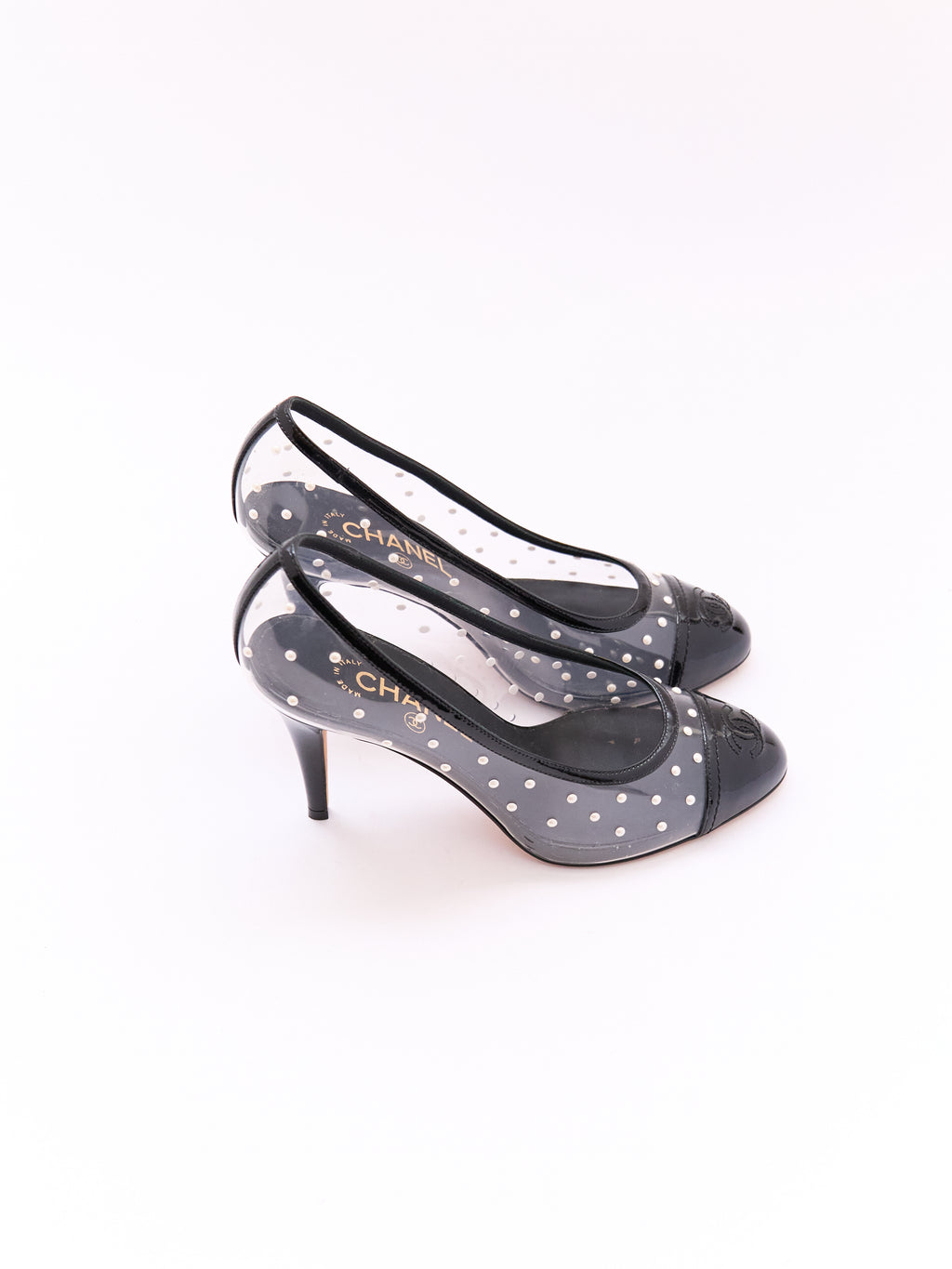 Chanel PVC Pearl Studded Pump Size 38
