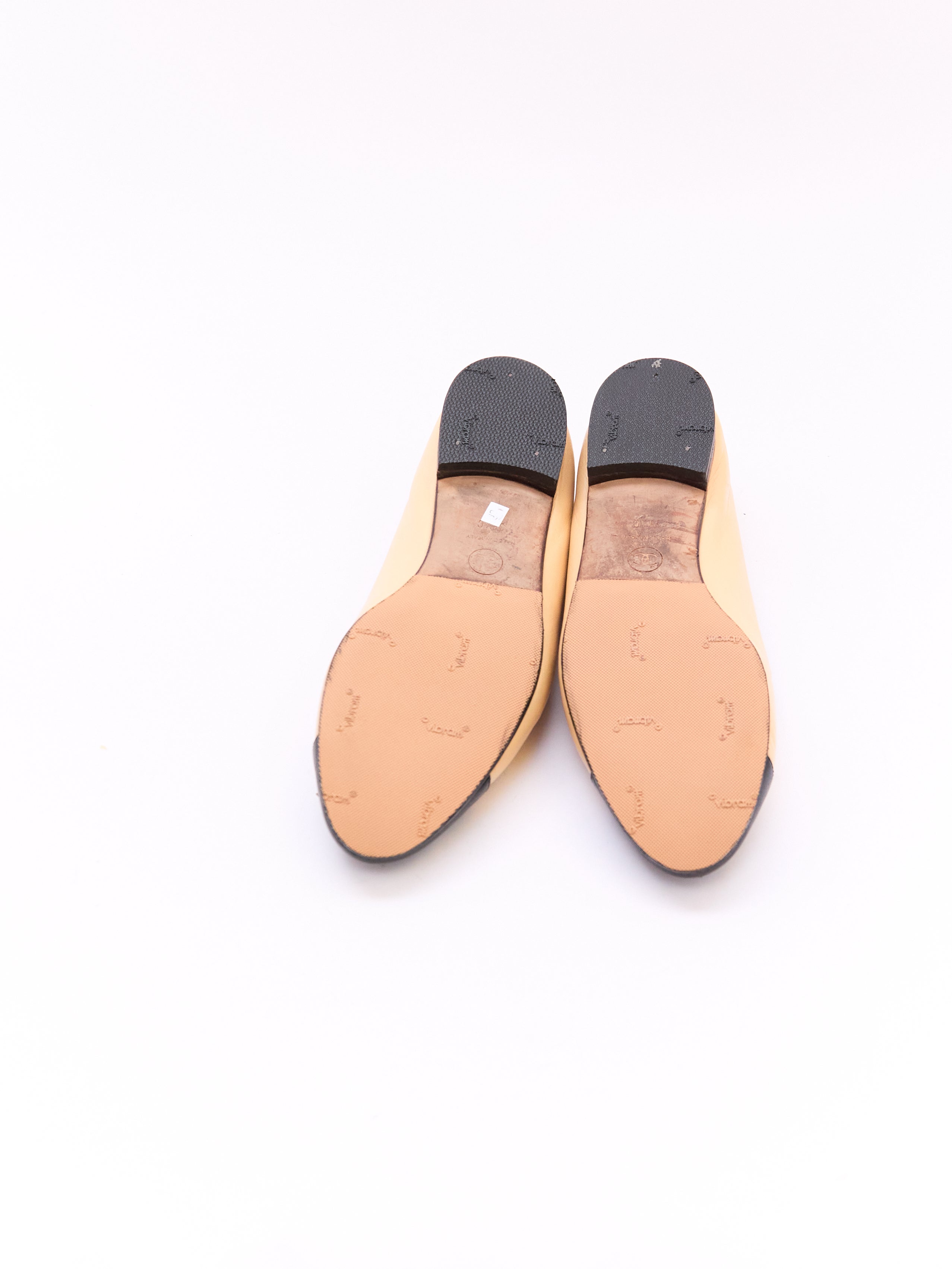 Chanel Beige and Black Cap Toe Flat Size 38.5