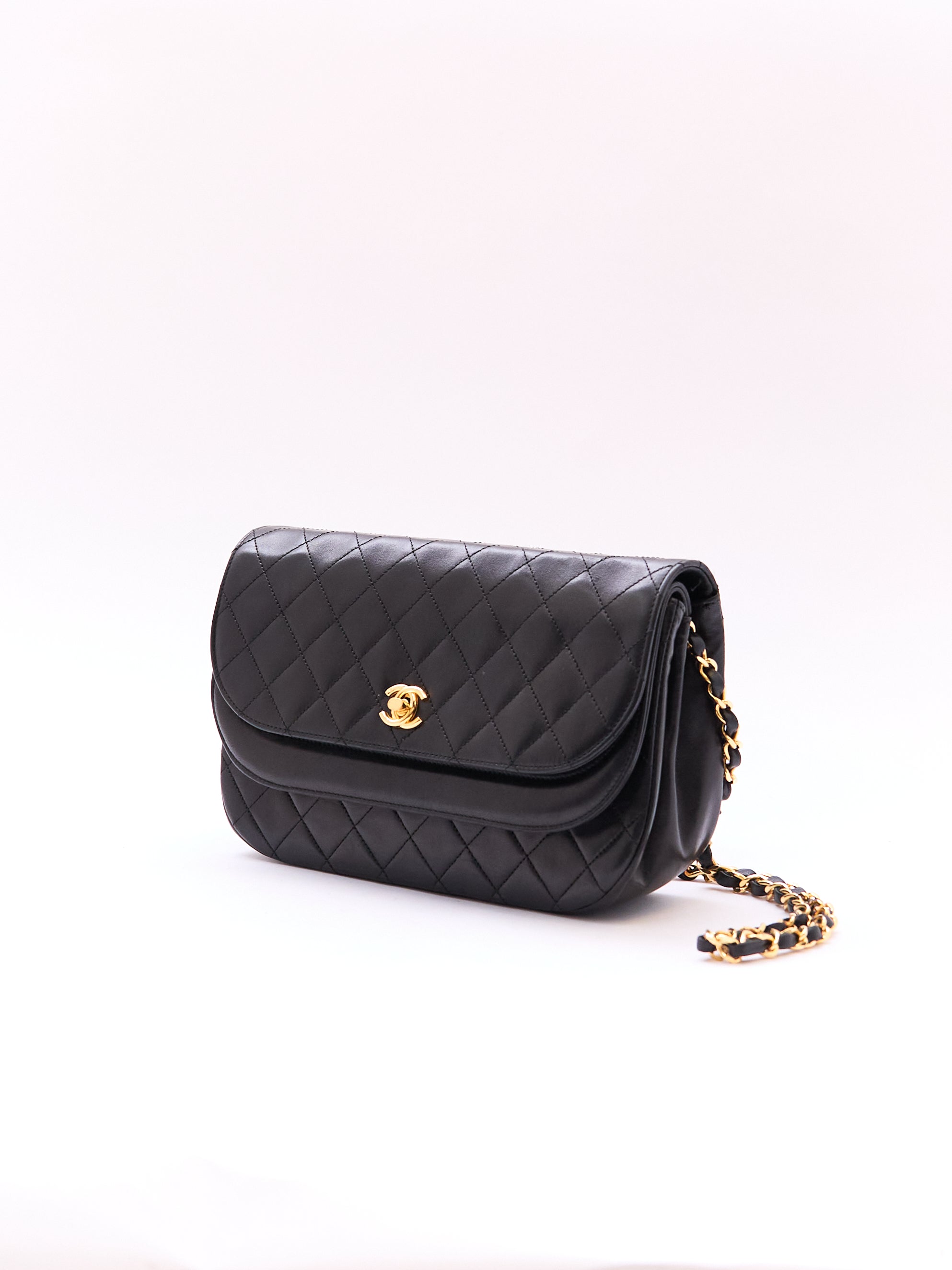 Chanel Black Double Flap Half Moon 24K Hardware