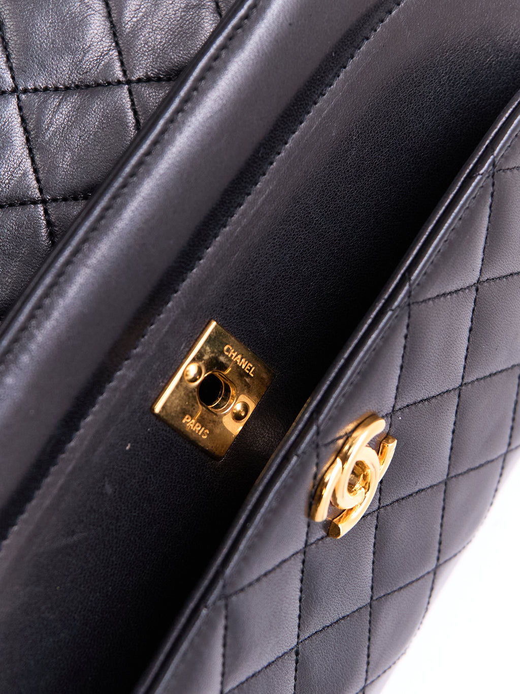Chanel Black Double Flap Half Moon 24K Hardware