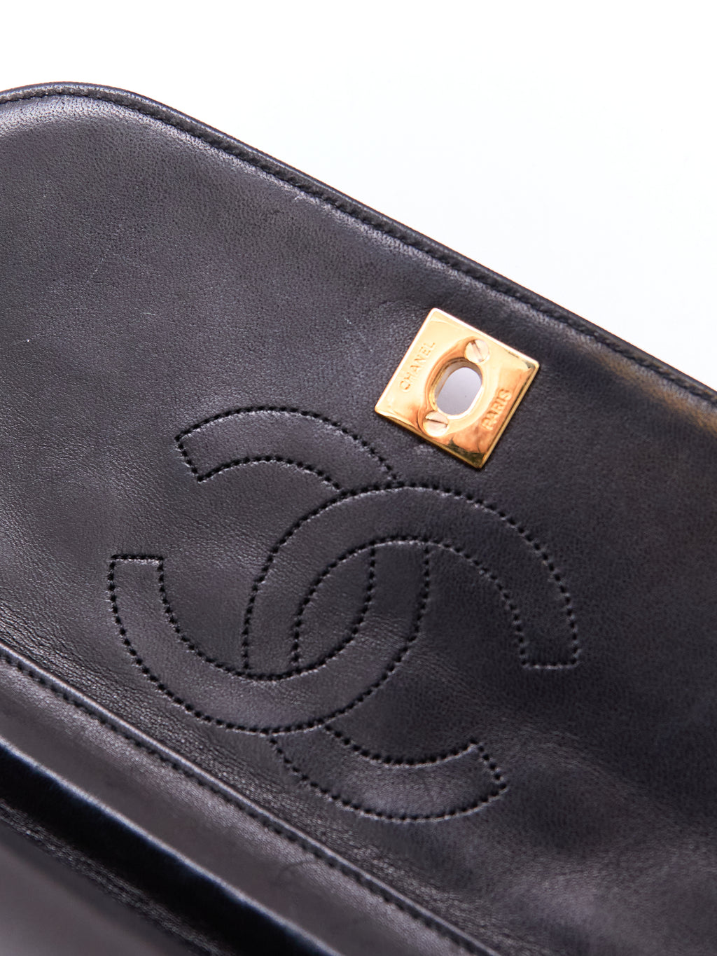 Chanel Black Double Flap Half Moon 24K Hardware