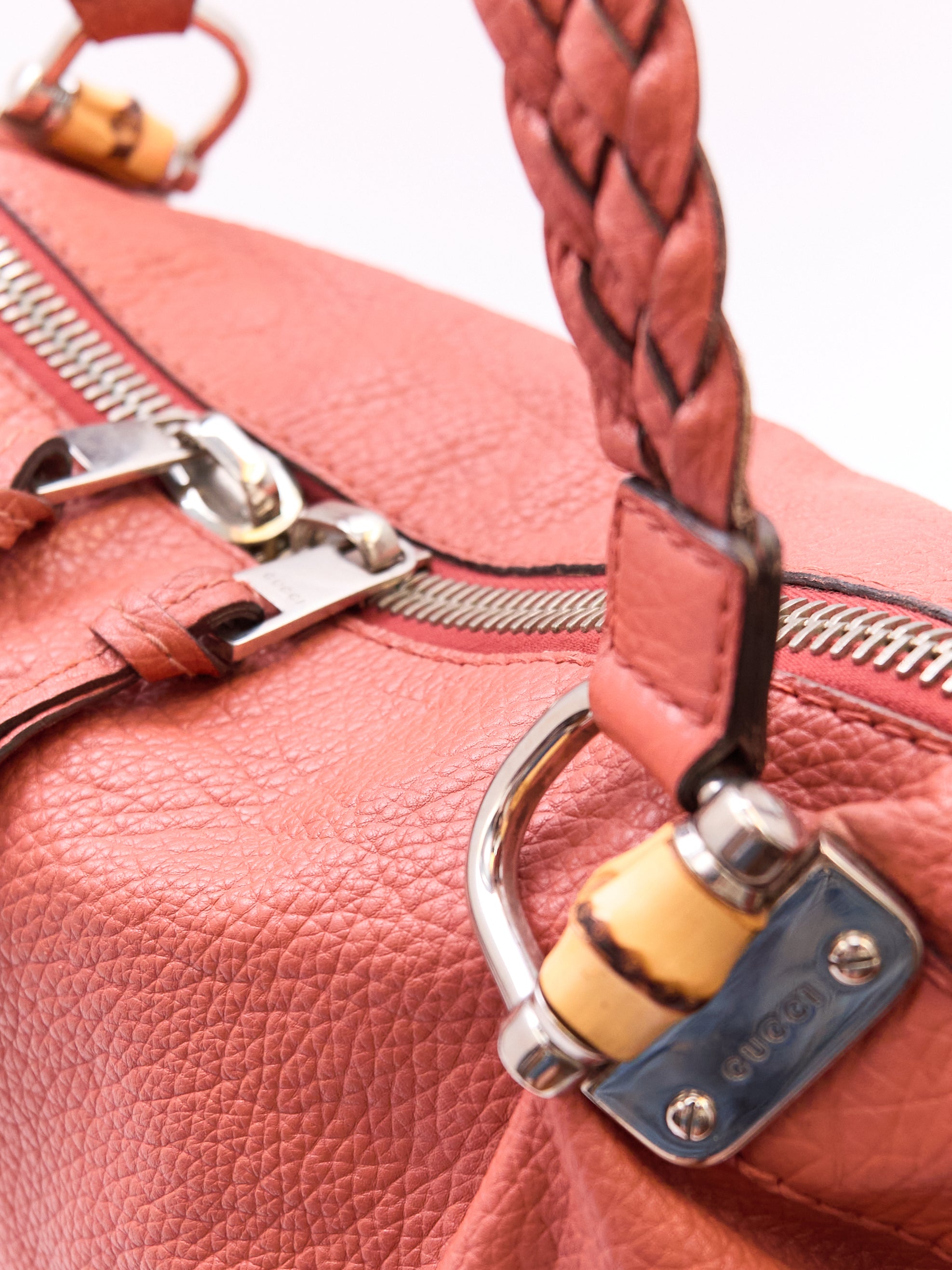 Gucci Orange Pebbled Leather Hobo Bag