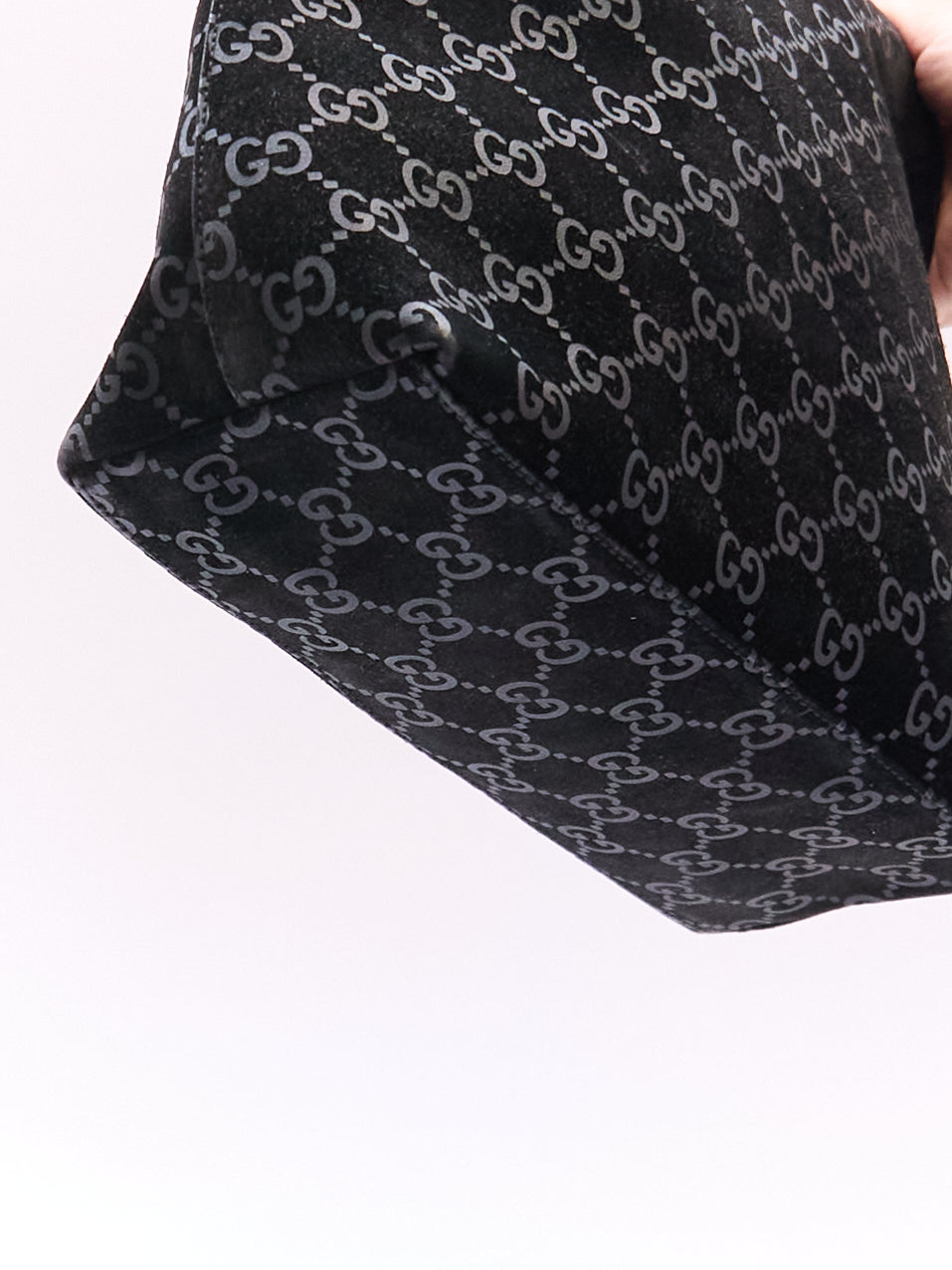 Gucci Black Bamboo Handle Monogram Bag