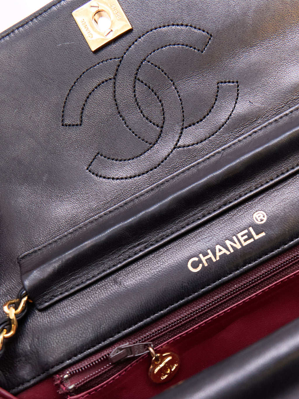 Chanel Black Double Flap Half Moon 24K Hardware