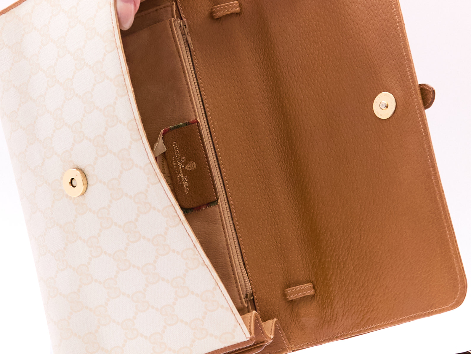 90's Gucci White Momogram Clutch