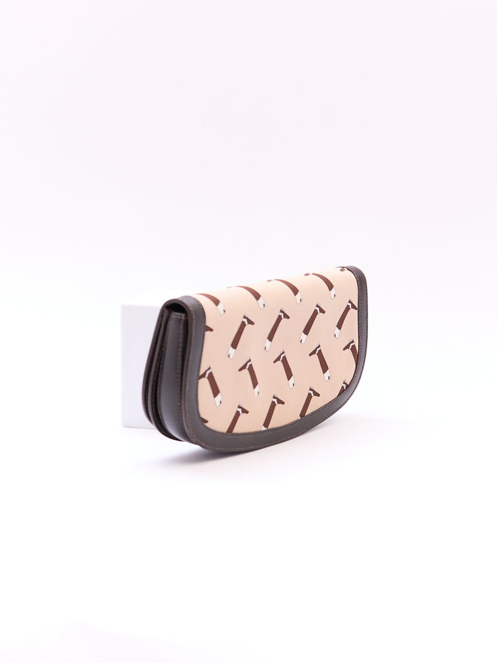 Gucci Brown Boot Printed Horsebit Leather Clutch Bag