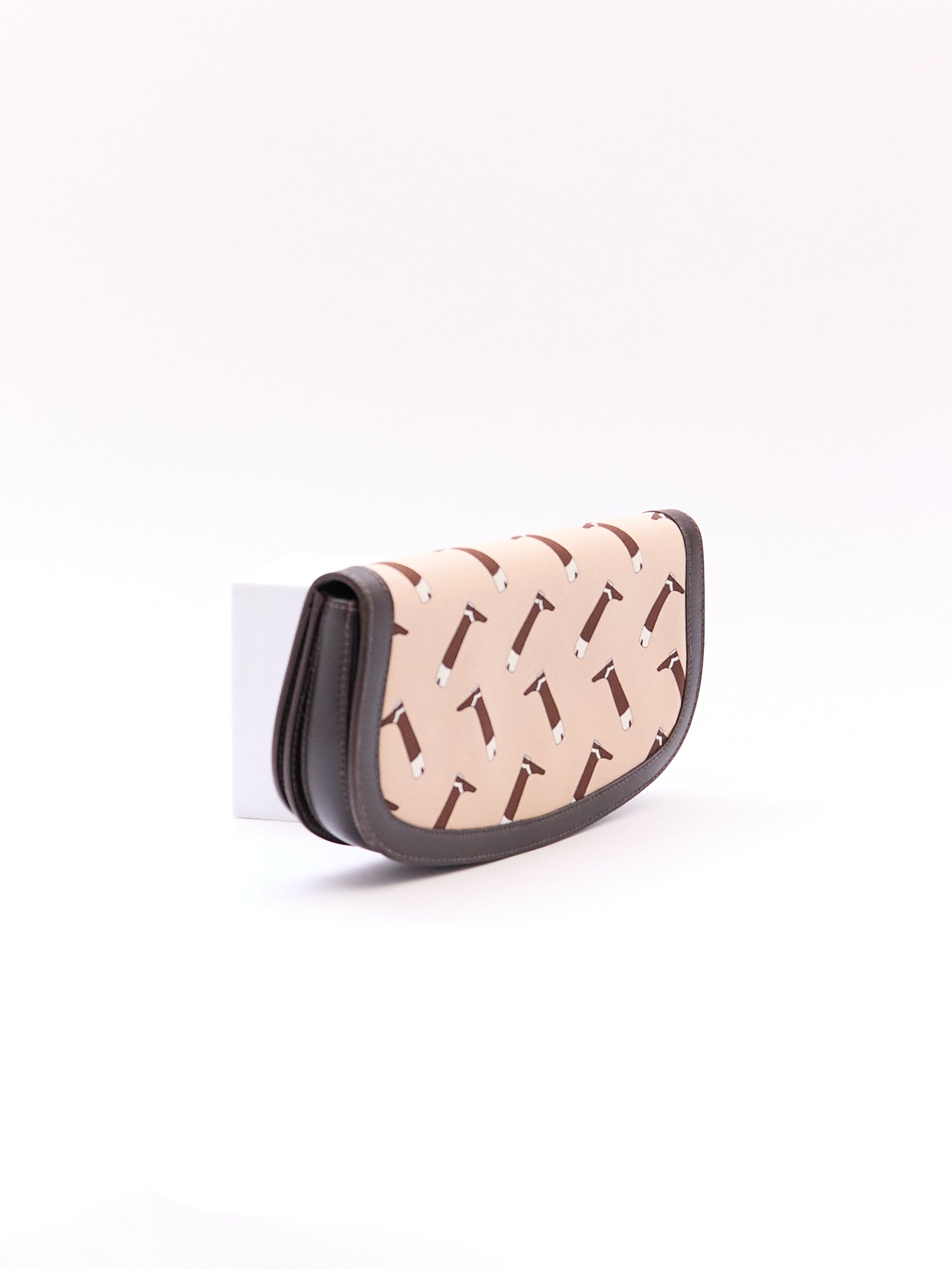 Gucci Brown Boot Printed Horsebit Leather Clutch Bag
