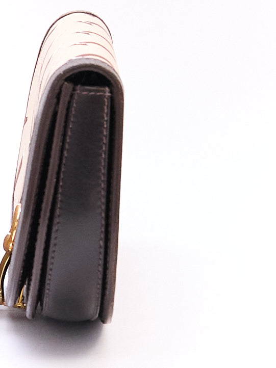 Gucci Brown Boot Printed Horsebit Leather Clutch Bag