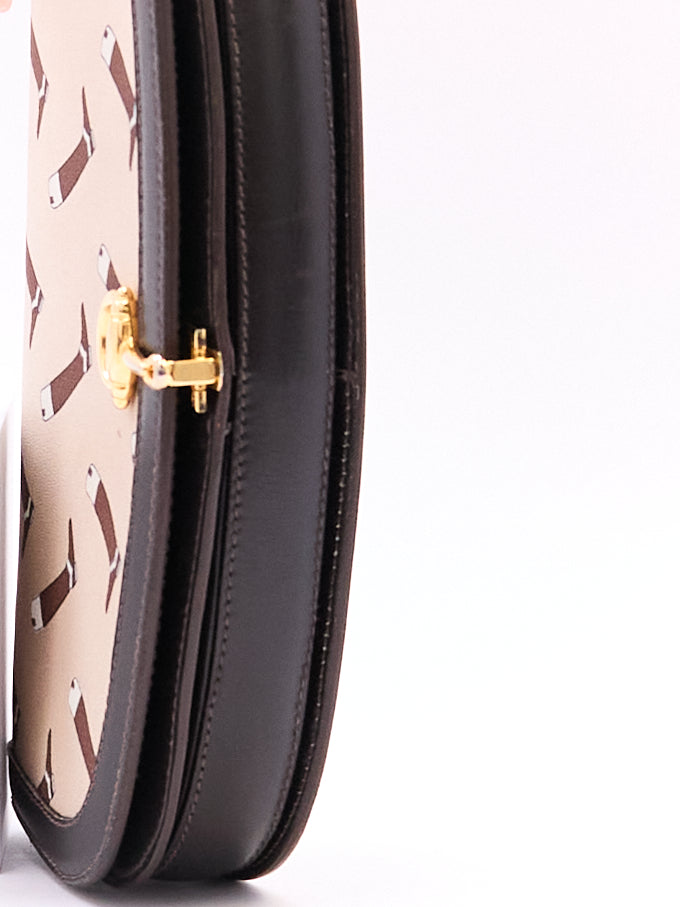 Gucci Brown Boot Printed Horsebit Leather Clutch Bag