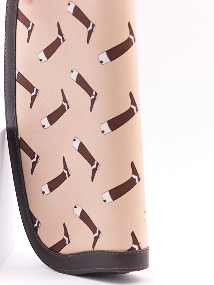 Gucci Brown Boot Printed Horsebit Leather Clutch Bag