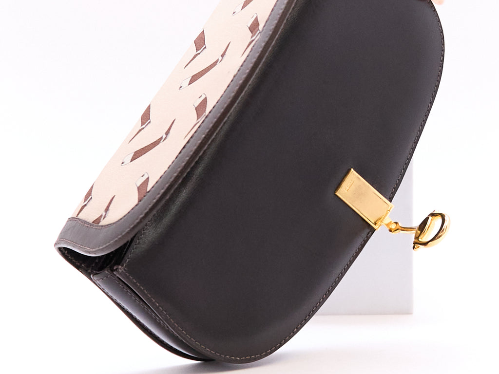 Gucci Brown Boot Printed Horsebit Leather Clutch Bag