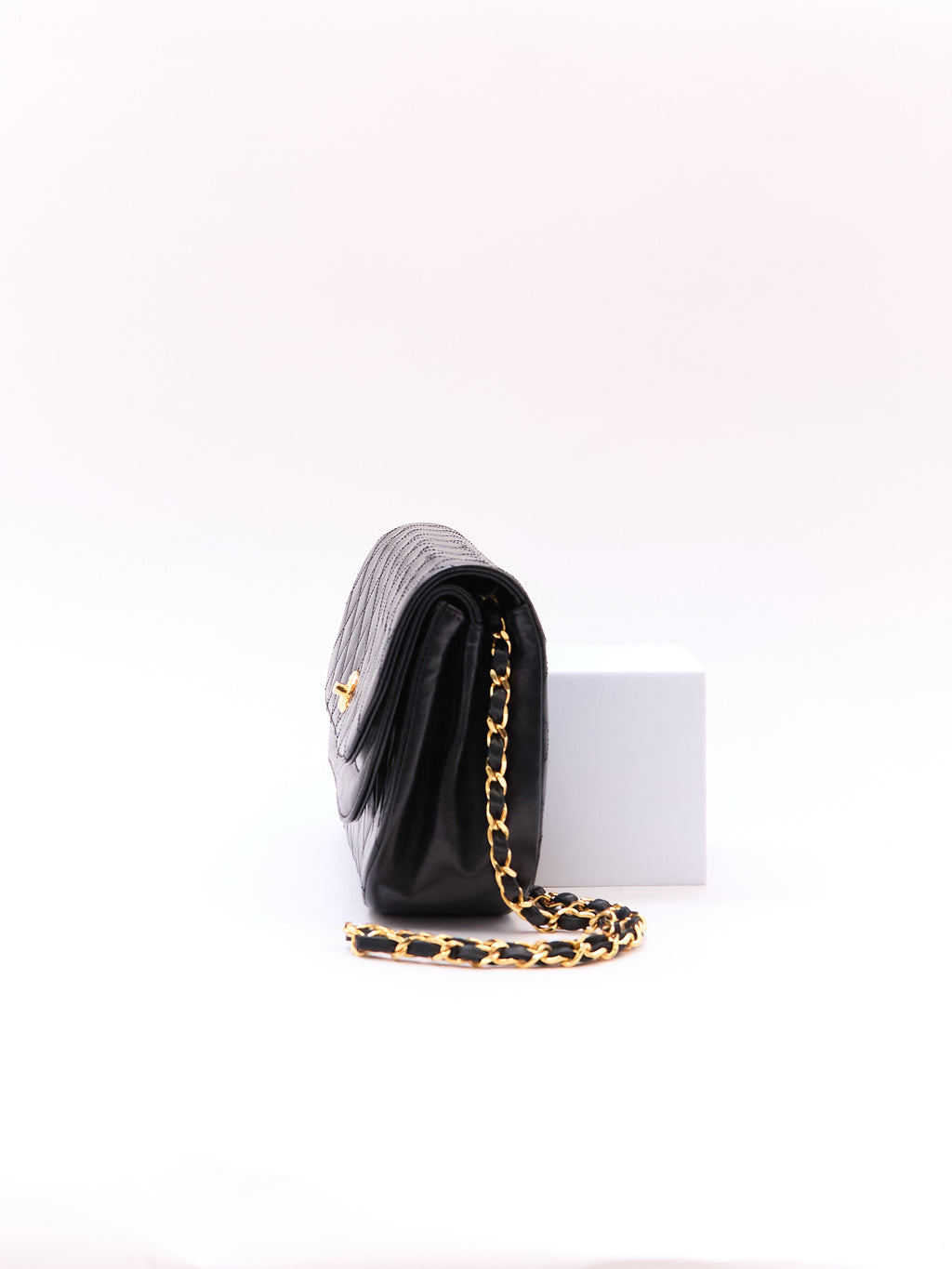 Chanel Black Double Flap Half Moon 24K Hardware