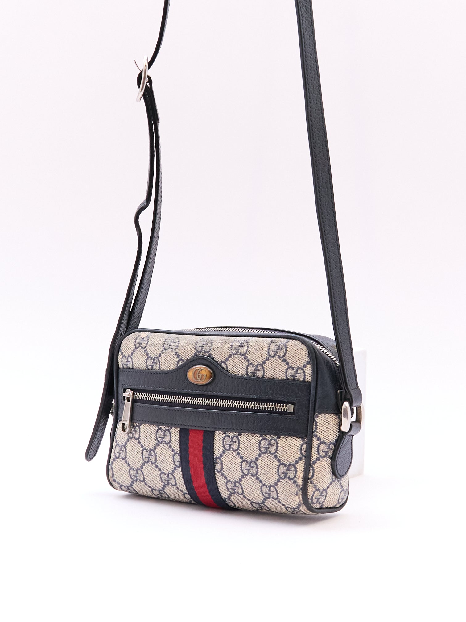 90's Gucci Navy Monogram Crossbody
