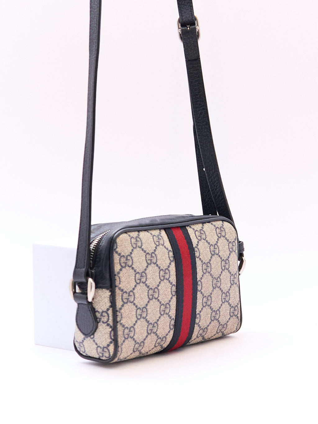 90's Gucci Navy Monogram Crossbody