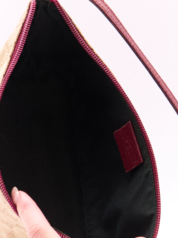 Gucci Brown Red Monogram Pochette